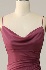 Spaghetti Straps Opne Back Desert Rose Bridesmaid Dress