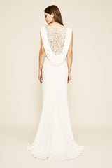 Amfelice Cowl-Back Crepe Gown