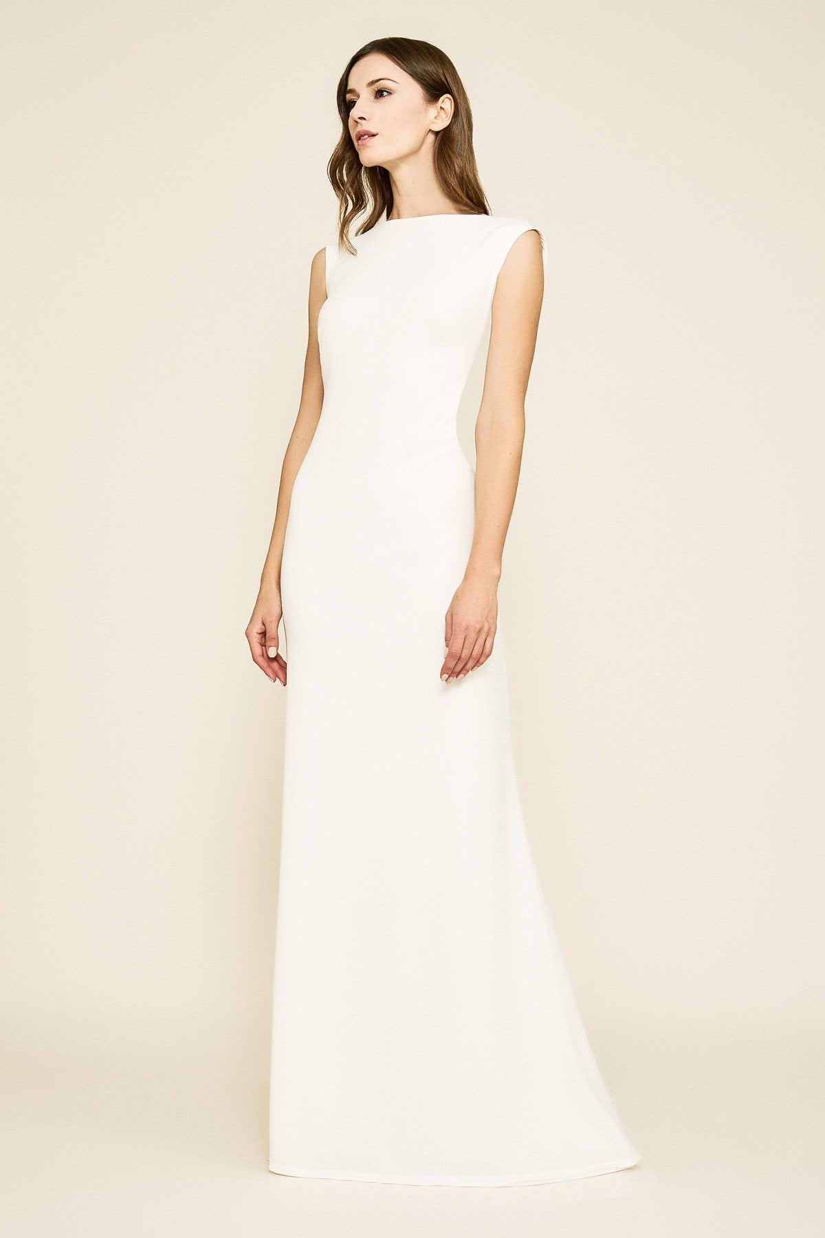 Amfelice Cowl-Back Crepe Gown