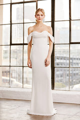 Amishta Off-The-Shoulder Crepe Gown