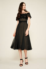 Aditya Pleaded Chiffon Midi Dress