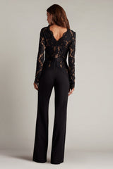 Amaris Plunging Illusion Lace Jumpsuit