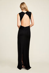 Amite Halter Open-Back Crepe Gown