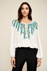 Alina Embroidered Crepe Blouse