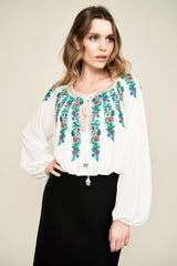 Alina Embroidered Crepe Gown
