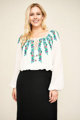 Alina Embroidered Crepe Gown - PLUS SIZE