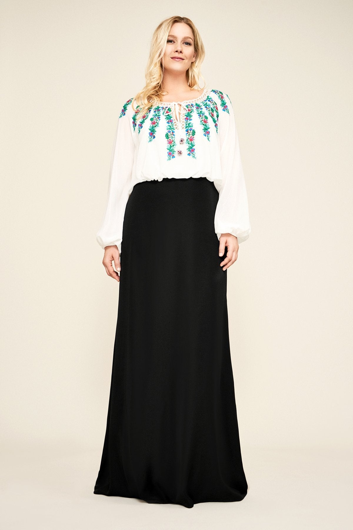 Alina Embroidered Crepe Gown - PLUS SIZE