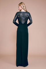 Amir Long-Sleeve Crepe Sequin Gown