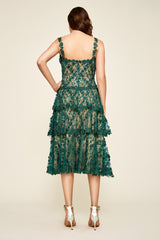 Ambroz Floral Embroidery Tea-Length Dress