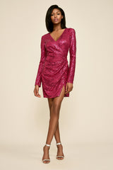 Alberti Sequin Slit Dress