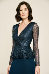 Aldrin Long-Sleeve Sequin Gown - PETITE