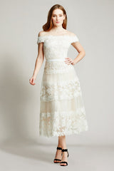 Adriane Floral Embroidered Tea-Length Dress