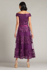 Adriane Floral Embroidered Tea-Length Dress