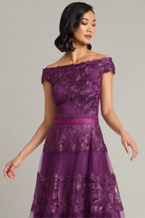 Adriane Floral Embroidered Tea-Length Dress