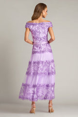 Adriane Floral Embroidered Tea-Length Dress