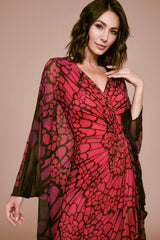 Ajambo Draped Printed Mesh Gown
