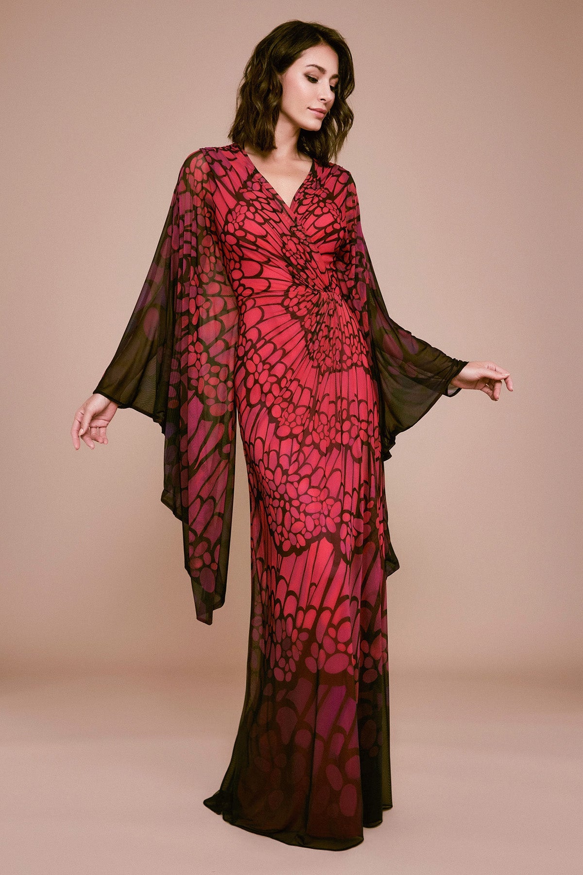 Ajambo Draped Printed Mesh Gown