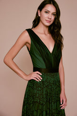 Abaco Draped Mesh Sleeveless Gown
