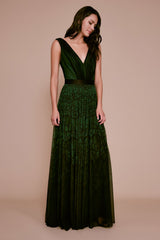 Abaco Draped Mesh Sleeveless Gown