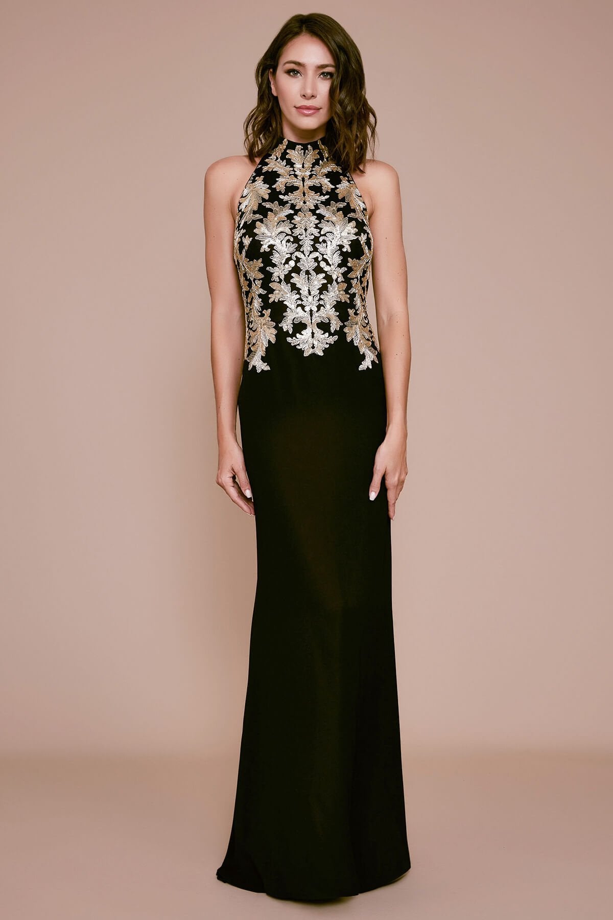 Abad Halter Sequin Embroidered Gown