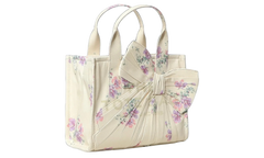 Small The Antique Floral Oversized Bow Canvas Tote Bag Cream / Multicolor 2F6HTT033H02 107