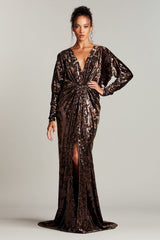 Adalet Sequined-Velvet Gown