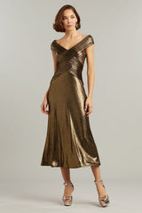 Ancelin Pleated Lam¨¦ Dress