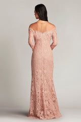 Alon Embroidered Tulle Illusion Gown