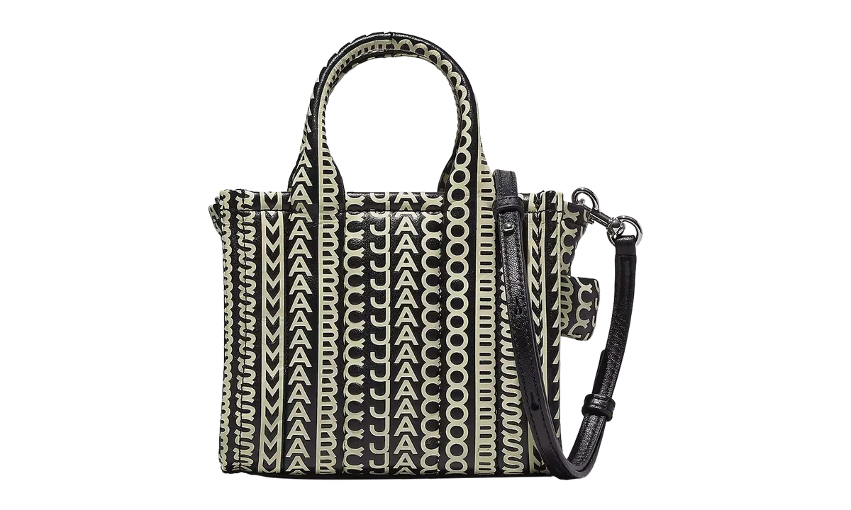 Monogram Leather Crossbody Tote Bag BLACK/WHIT H052L03FA22-005