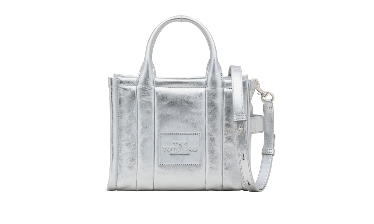 The Metallic Leather Small Tote Bag Silver 2F3HTT004H01 040