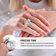 Elegant Watch Ring for Women Stylish Rose Designed Finger Quartz Watch Unique Locket Watch