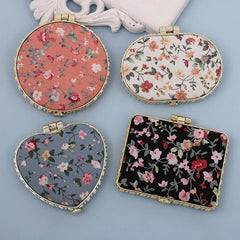 fashion artistic retro cloth printing double-sided portable mini makeup mirror