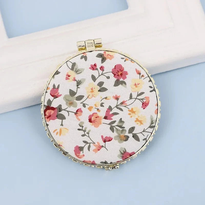 fashion artistic retro cloth printing double-sided portable mini makeup mirror