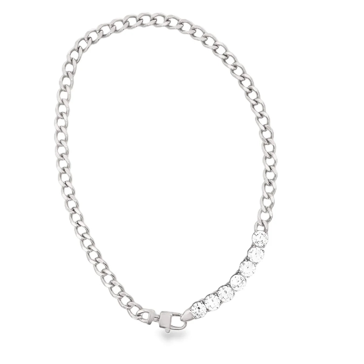 Thick Cuban Link with Clasp Tennis Necklace