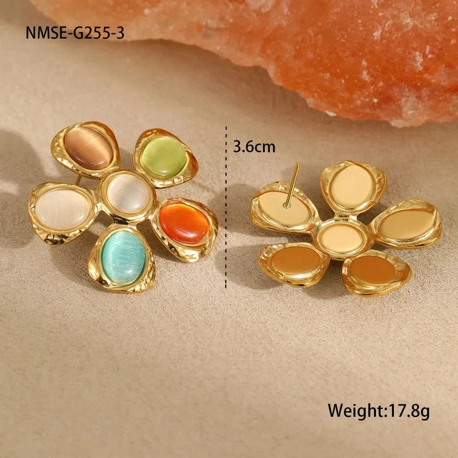 Flower Stainless Steel Twisted Rope Chain Pendant Necklace Multicolor