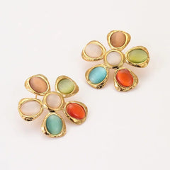 Flower Stainless Steel Twisted Rope Chain Pendant Necklace Multicolor