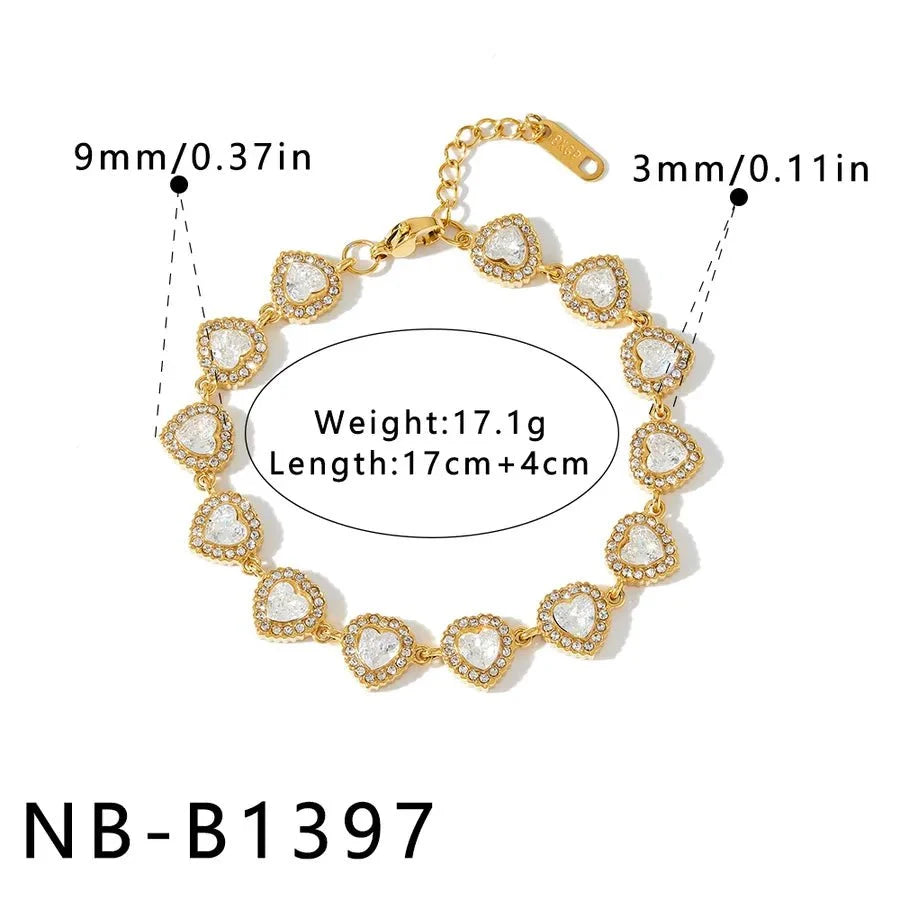 Geometric Necklace for Women in 304 Stainless Steel with 18K Gold Plated PVD Coating and Rhinestone Inlay