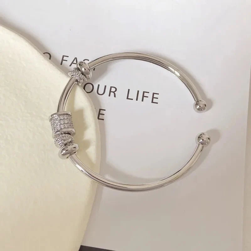 Gold Snake Bracelet with Zircon Stones
