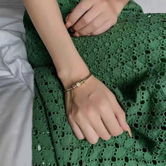 Gold Snake Bracelet with Zircon Stones