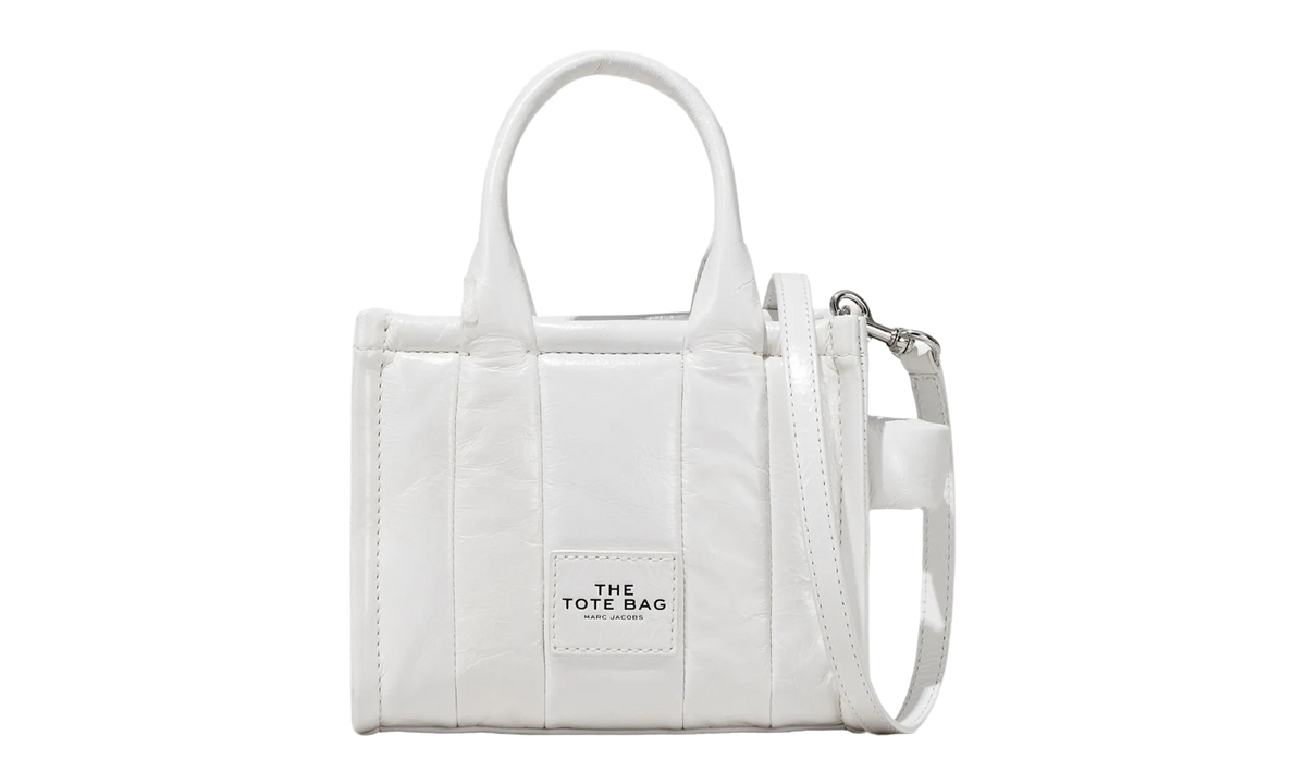 Shiny Crinkle Leather Crossbody Tote Bag WHITE H064L03FA22-100