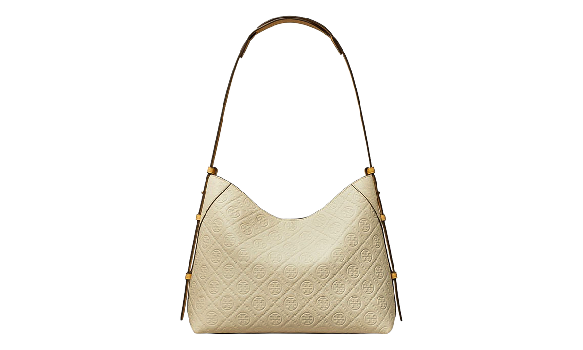 T Monogram Pebble Messenger Bag Warm White 169374 100
