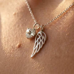 Aluma Guardian Angel Wing Necklace with Cubic Zirconia