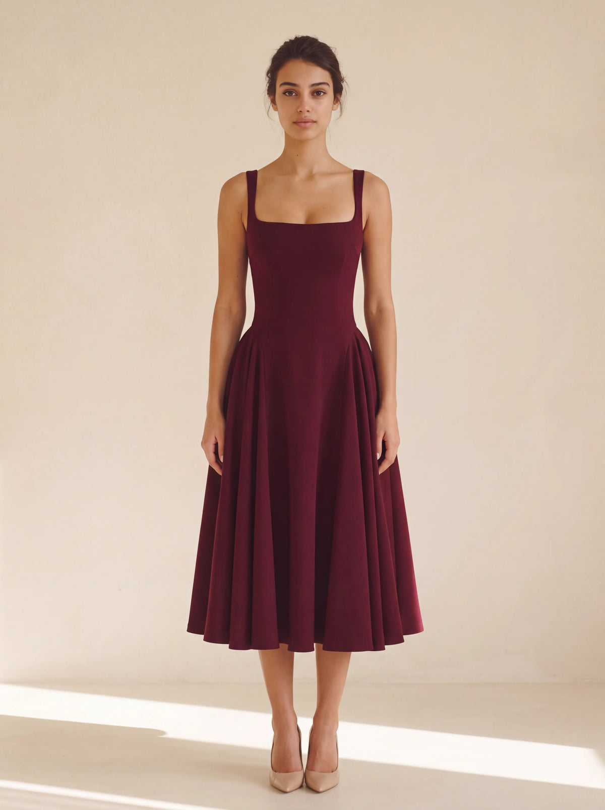 Betty Midi Dress - Cherry Lacquer