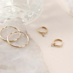 Celeste™ | Gold Stone Hoop Earrings