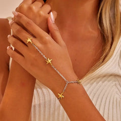 INS Stainless Steel Hand Jewelry Light Luxury High-End Fashionable Elegant Interlocking Starfish Interlocking Bracelet Jewelry Wholesale