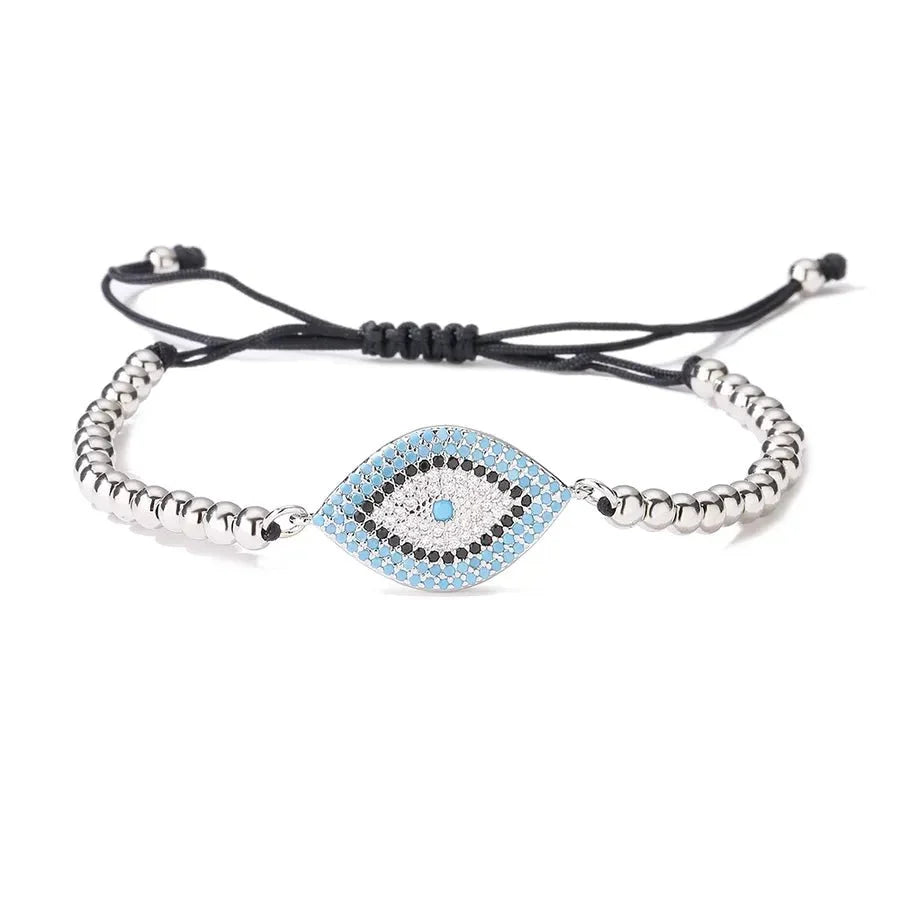 ins style devil's eye copper plating inlay zircon 18k gold plated bracelets