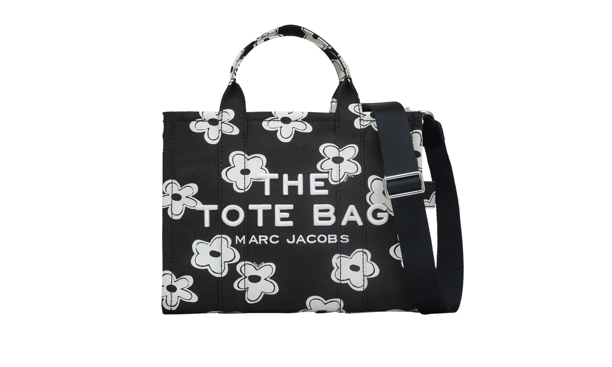 The Daisy Canvas Medium Tote Bag Black / White 2S5HTT028H03 005