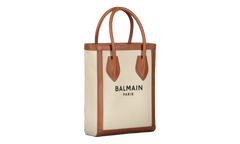 Leather Trimmed Canvas Tote Bag Beige FN6FB661TCFN GEM