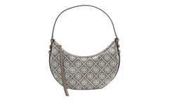 Romy T Monogram Coated Jacquard Half Moon Bag Charcoal 182912 200