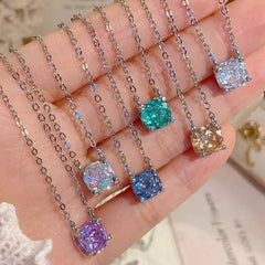 Millennium Rose Cut Paraiba Necklace For Women High Carbon Colorful Diamond Embedded Rose Flower Turquoise Lockbone Chain